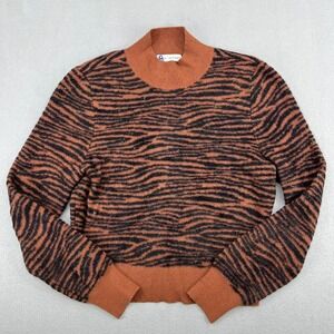 Express x Negin Mirsalehi Womens Rust Black Tiger Stripe Mock Neck Sweater M